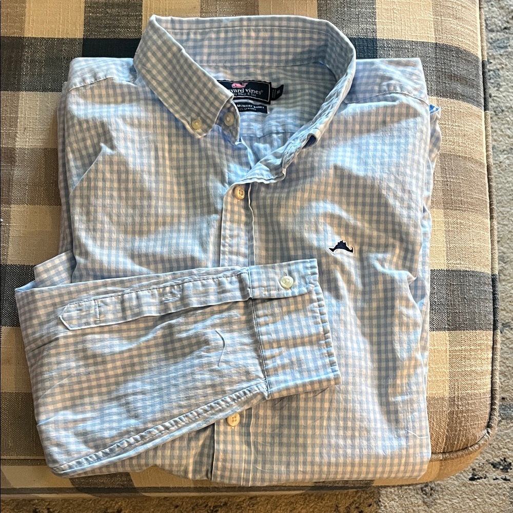 Vineyard Vines Men's Light Blue Checkered Shirt